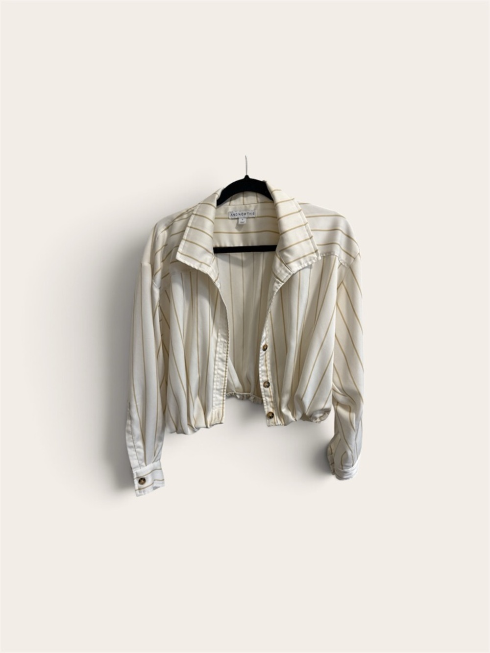 Vintage-Inspired Cream Striped Cropped Jacket
